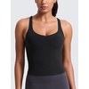 image:imageCRZ YOGA Butterlift Adjustable VBack Crop Tank Tops for Women  Racerback V Neck Padded Longline Sports Bras Pilates WorkoutBlack