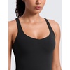 image:imageCRZ YOGA Butterlift Adjustable VBack Crop Tank Tops for Women  Racerback V Neck Padded Longline Sports Bras Pilates WorkoutBlack