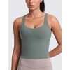 image:imageCRZ YOGA Butterlift Adjustable VBack Crop Tank Tops for Women  Racerback V Neck Padded Longline Sports Bras Pilates WorkoutGrey Sage