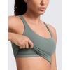 image:imageCRZ YOGA Butterlift Adjustable VBack Crop Tank Tops for Women  Racerback V Neck Padded Longline Sports Bras Pilates WorkoutGrey Sage