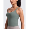 image:imageCRZ YOGA Butterlift Adjustable VBack Crop Tank Tops for Women  Racerback V Neck Padded Longline Sports Bras Pilates WorkoutGrey Sage