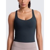 image:imageCRZ YOGA Butterlift Adjustable VBack Crop Tank Tops for Women  Racerback V Neck Padded Longline Sports Bras Pilates WorkoutTrue Navy