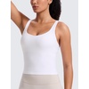 image:imageCRZ YOGA Butterlift Adjustable VBack Crop Tank Tops for Women  Racerback V Neck Padded Longline Sports Bras Pilates WorkoutWhite
