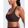 image:imageCRZ YOGA Butterlift CutOut Racerback Sports Bras for Women  Scoop Neck Medium Impact Padded Pilates Gym Workout TopHot Fudge Brown