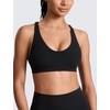 image:imageCRZ YOGA Butterlift Strappy Sports Bras for Women  Padded Low Cut Scoop Neck Cross Back Pilates Yoga TopBlack