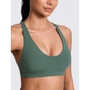 image:imageCRZ YOGA Butterlift Strappy Sports Bras for Women  Padded Low Cut Scoop Neck Cross Back Pilates Yoga TopDark Forest Green