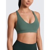 image:imageCRZ YOGA Butterlift Strappy Sports Bras for Women  Padded Low Cut Scoop Neck Cross Back Pilates Yoga TopDark Forest Green