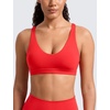 image:imageCRZ YOGA Butterlift Strappy Sports Bras for Women  Padded Low Cut Scoop Neck Cross Back Pilates Yoga TopDeep Red
