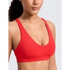 image:imageCRZ YOGA Butterlift Strappy Sports Bras for Women  Padded Low Cut Scoop Neck Cross Back Pilates Yoga TopDeep Red