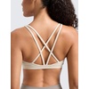 image:imageCRZ YOGA Butterlift Strappy Sports Bras for Women  Padded Low Cut Scoop Neck Cross Back Pilates Yoga TopMojave Tan