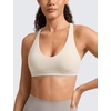 image:imageCRZ YOGA Butterlift Strappy Sports Bras for Women  Padded Low Cut Scoop Neck Cross Back Pilates Yoga TopMojave Tan