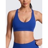 image:imageCRZ YOGA Butterlift Strappy Sports Bras for Women  Padded Low Cut Scoop Neck Cross Back Pilates Yoga TopWaves Blue