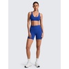 image:imageCRZ YOGA Butterlift Strappy Sports Bras for Women  Padded Low Cut Scoop Neck Cross Back Pilates Yoga TopWaves Blue