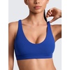 image:imageCRZ YOGA Butterlift Strappy Sports Bras for Women  Padded Low Cut Scoop Neck Cross Back Pilates Yoga TopWaves Blue