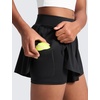 image:imageCRZ YOGA Girls 2 in 1 Athletic Flowy Shorts  Dance Tennis Soccer Casual Butterfly Skirts Liner Pockets Kids TeenBlack