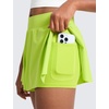 image:imageCRZ YOGA Girls 2 in 1 Athletic Flowy Shorts  Dance Tennis Soccer Casual Butterfly Skirts Liner Pockets Kids TeenChartreuse