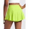image:imageCRZ YOGA Girls 2 in 1 Athletic Flowy Shorts  Dance Tennis Soccer Casual Butterfly Skirts Liner Pockets Kids TeenChartreuse