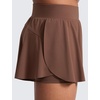 image:imageCRZ YOGA Girls 2 in 1 Athletic Flowy Shorts  Dance Tennis Soccer Casual Butterfly Skirts Liner Pockets Kids TeenCoffee Brown