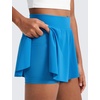 image:imageCRZ YOGA Girls 2 in 1 Athletic Flowy Shorts  Dance Tennis Soccer Casual Butterfly Skirts Liner Pockets Kids TeenMadagascar Blue
