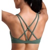 image:imageCRZ YOGA Butterlift Strappy Sports Bras for Women  Padded Low Cut Scoop Neck Cross Back Pilates Yoga TopDark Forest Green