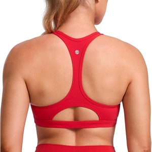 image:imageCRZ YOGA Butterlift CutOut Racerback Sports Bras for Women  Scoop Neck Medium Impact Padded Pilates Gym Workout TopAurora Red