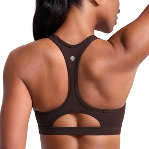 image:imageCRZ YOGA Butterlift CutOut Racerback Sports Bras for Women  Scoop Neck Medium Impact Padded Pilates Gym Workout TopHot Fudge Brown