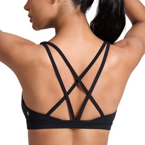 image:imageCRZ YOGA Butterlift Strappy Sports Bras for Women  Padded Low Cut Scoop Neck Cross Back Pilates Yoga TopBlack