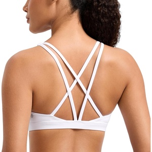 image:imageCRZ YOGA Butterlift Strappy Sports Bras for Women  Padded Low Cut Scoop Neck Cross Back Pilates Yoga TopWhite