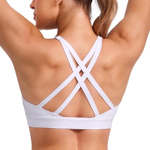 image:imageCRZ YOGA Butterlift Wide Criss Cross Straps Supportive Sports Bras for Women  Medium Impact Strappy Gym Padded Workout TopWhite