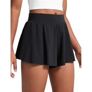 image:imageCRZ YOGA Girls 2 in 1 Athletic Flowy Shorts  Dance Tennis Soccer Casual Butterfly Skirts Liner Pockets Kids TeenBlack