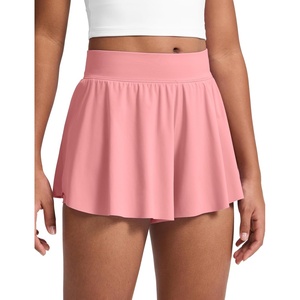 image:imageCRZ YOGA Girls 2 in 1 Athletic Flowy Shorts  Dance Tennis Soccer Casual Butterfly Skirts Liner Pockets Kids TeenLotus Pink