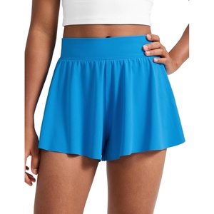 image:imageCRZ YOGA Girls 2 in 1 Athletic Flowy Shorts  Dance Tennis Soccer Casual Butterfly Skirts Liner Pockets Kids TeenMadagascar Blue
