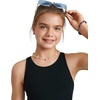 image:imageCRZ YOGA Girls Tankini Set 2 Piece Swimsuit  Beach Sports Bathing Suit High Neck Racerback Padded Kids TeenBlack