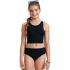 image:imageCRZ YOGA Girls Tankini Set 2 Piece Swimsuit  Beach Sports Bathing Suit High Neck Racerback Padded Kids TeenBlack