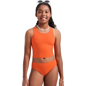 image:imageCRZ YOGA Girls Tankini Set 2 Piece Swimsuit  Beach Sports Bathing Suit High Neck Racerback Padded Kids TeenCoral