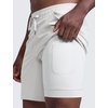 image:imageCRZ YOGA Mens 2 in 1 Running Shorts 7  Lined Workout Quick Dry Lightweight for Sports Athletic with PocketsPlatinum Grey