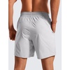 image:imageCRZ YOGA Mens Lightweight Workout Shorts 7  Quick Dry for Gym Athletic Workout with Zipper PocketPlatinum Grey