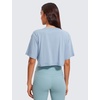 image:imageCRZ YOGA Pima Cotton Loose Crop TShirts for Women  Workout Yoga Casual Athletic Running Short Sleeve Shirts Crewneck TopsCambric Blue