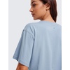 image:imageCRZ YOGA Pima Cotton Loose Crop TShirts for Women  Workout Yoga Casual Athletic Running Short Sleeve Shirts Crewneck TopsCambric Blue