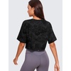 image:imageCRZ YOGA Pima Cotton Loose Crop TShirts for Women  Workout Yoga Casual Athletic Running Short Sleeve Shirts Crewneck TopsCamo Multi 6