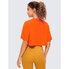 image:imageCRZ YOGA Pima Cotton Loose Crop TShirts for Women  Workout Yoga Casual Athletic Running Short Sleeve Shirts Crewneck TopsCoral