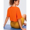 image:imageCRZ YOGA Pima Cotton Loose Crop TShirts for Women  Workout Yoga Casual Athletic Running Short Sleeve Shirts Crewneck TopsCoral