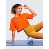 image:imageCRZ YOGA Pima Cotton Loose Crop TShirts for Women  Workout Yoga Casual Athletic Running Short Sleeve Shirts Crewneck TopsCoral