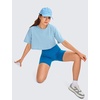 image:imageCRZ YOGA Pima Cotton Loose Crop TShirts for Women  Workout Yoga Casual Athletic Running Short Sleeve Shirts Crewneck TopsHeathered Neptune Blue