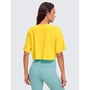 image:imageCRZ YOGA Pima Cotton Loose Crop TShirts for Women  Workout Yoga Casual Athletic Running Short Sleeve Shirts Crewneck TopsHigh Visibility Yellow