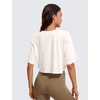 image:imageCRZ YOGA Pima Cotton Loose Crop TShirts for Women  Workout Yoga Casual Athletic Running Short Sleeve Shirts Crewneck TopsMilky White Bone