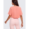 image:imageCRZ YOGA Pima Cotton Loose Crop TShirts for Women  Workout Yoga Casual Athletic Running Short Sleeve Shirts Crewneck TopsPeach Pink
