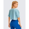 image:imageCRZ YOGA Pima Cotton Loose Crop TShirts for Women  Workout Yoga Casual Athletic Running Short Sleeve Shirts Crewneck TopsPure Blue