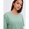 image:imageCRZ YOGA Pima Cotton Loose Crop TShirts for Women  Workout Yoga Casual Athletic Running Short Sleeve Shirts Crewneck TopsSoft Seagrass