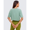 image:imageCRZ YOGA Pima Cotton Loose Crop TShirts for Women  Workout Yoga Casual Athletic Running Short Sleeve Shirts Crewneck TopsSoft Seagrass